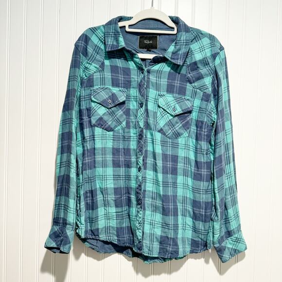 Rails Kendra Plaid Shirt Double Layer Blue Size Large - Picture 2 of 6